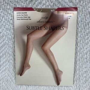 JCPenney East 5th Sheer Caress Subtle Shapers Pantyhose Queen Short Sand NEW